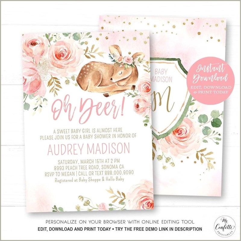 Baby Shower Invitations With Photo Template Free Download