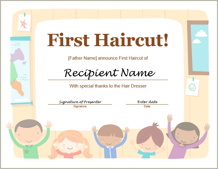 Baby's First Haircut Certificate Free Template