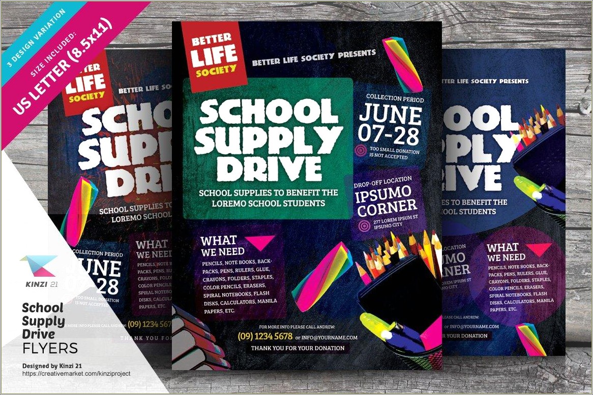Back To School Supply Drive Flyer Template Free