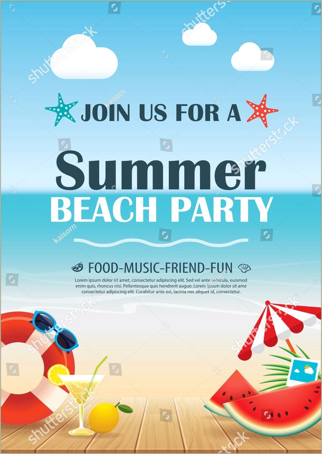Beach Party Flyer Template Microsoft Word Free