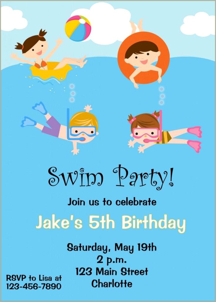 Beginning Of Season Pool Party Invitations Free Template