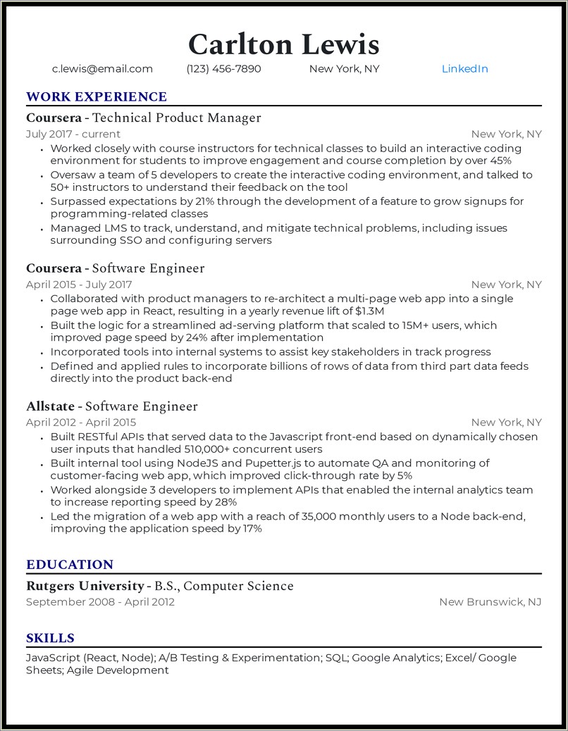 Best Product Manager Resume Template