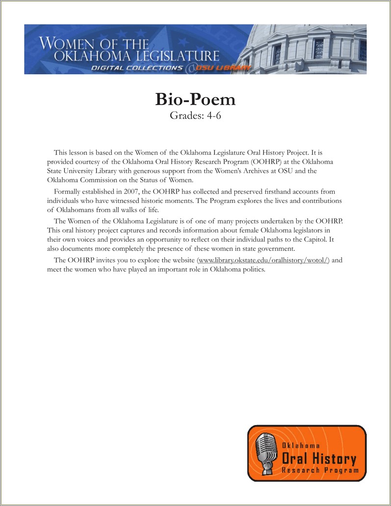 Bio Poem Template Middle School Pdf Free