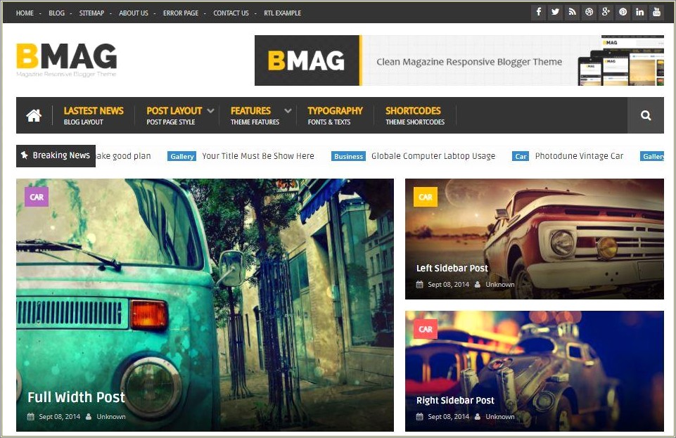 Bmag Magazine Responsive Blogger Template Download Premium Free