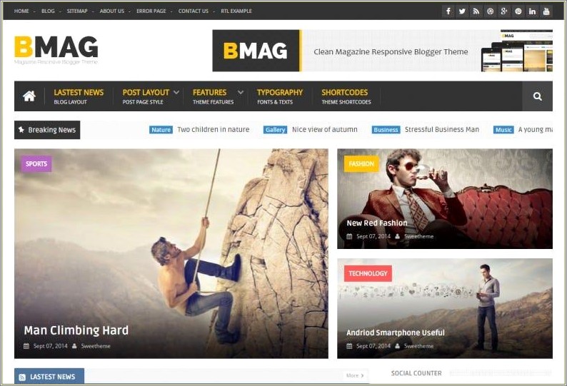 Bmag Magazine Responsive Blogger Template Free Download