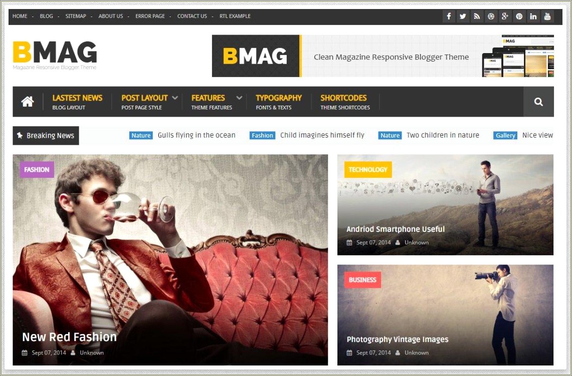 Bmag Magazine Responsive Blogger Template Free Dwnload