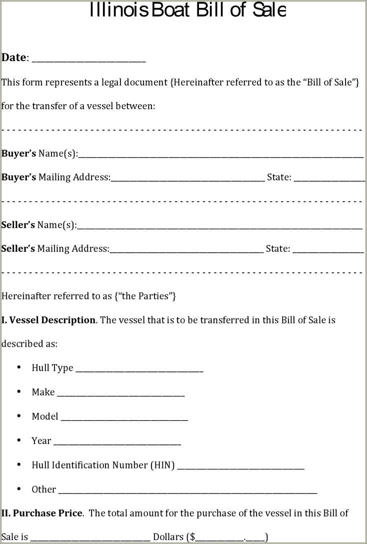 Boat Bill Of Sale Template Free Pdf Printable
