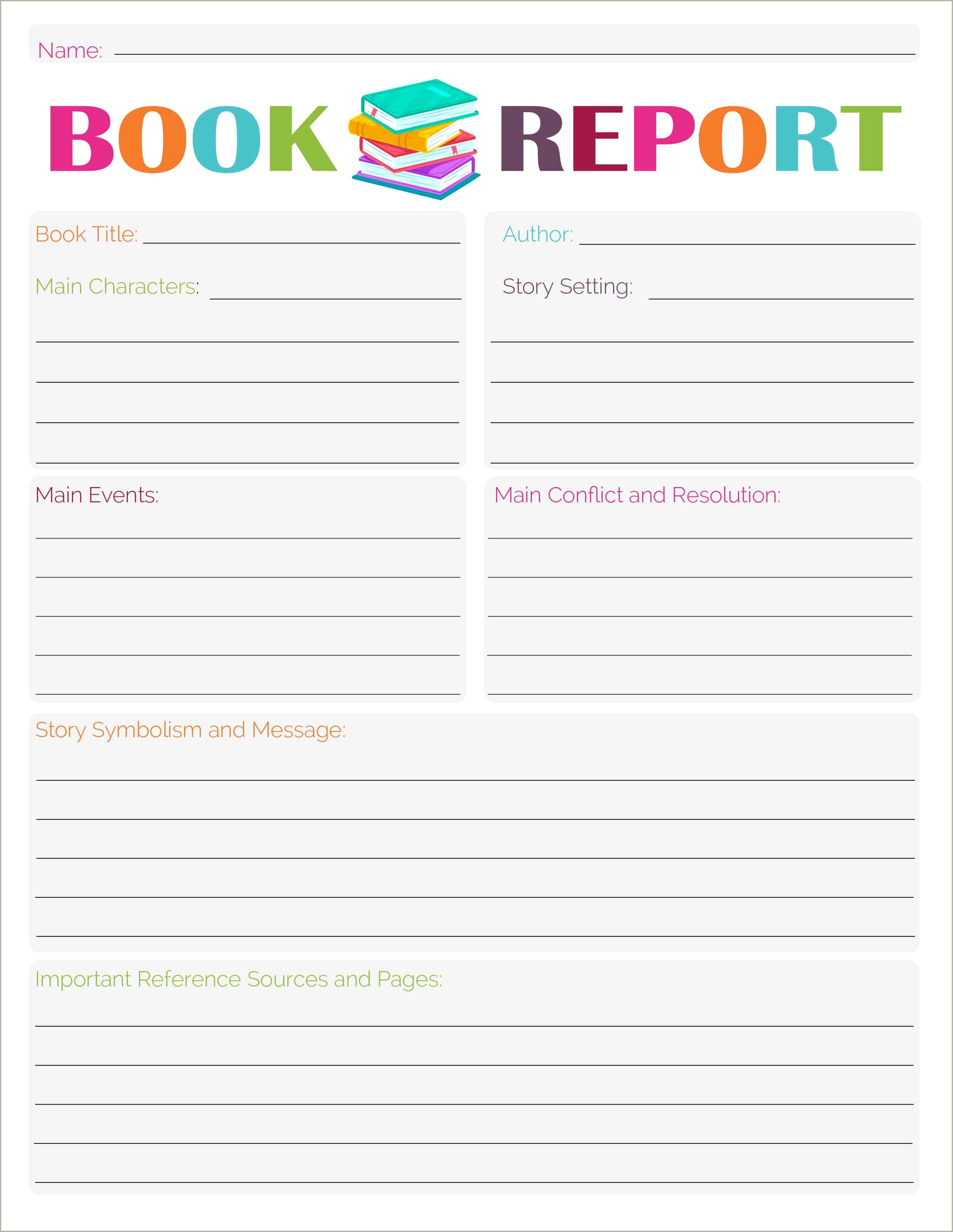 Book Report Template Free Printable 2nd Grade