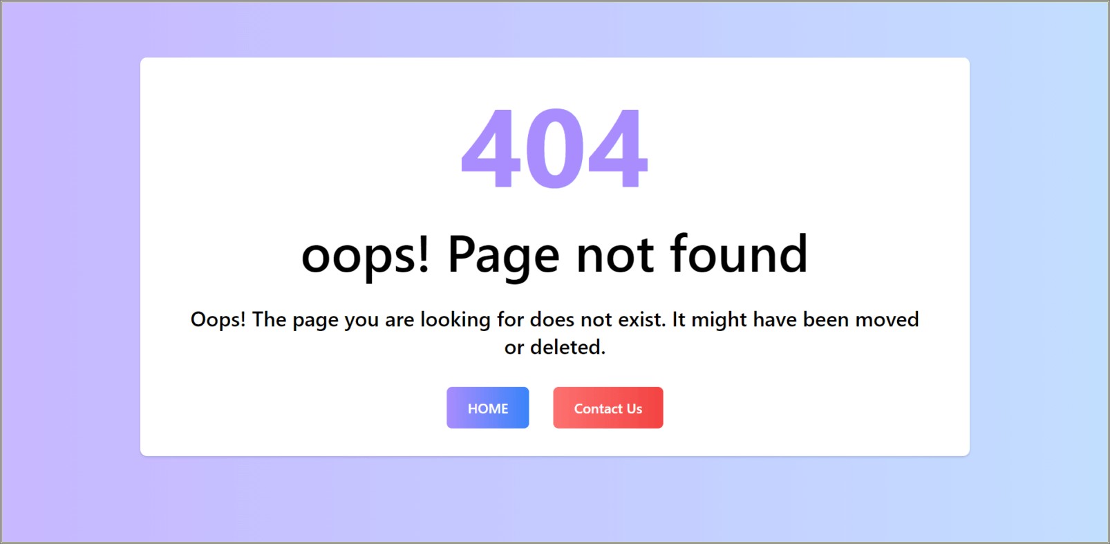 Bootstrap 404 Error Page Template Free Download