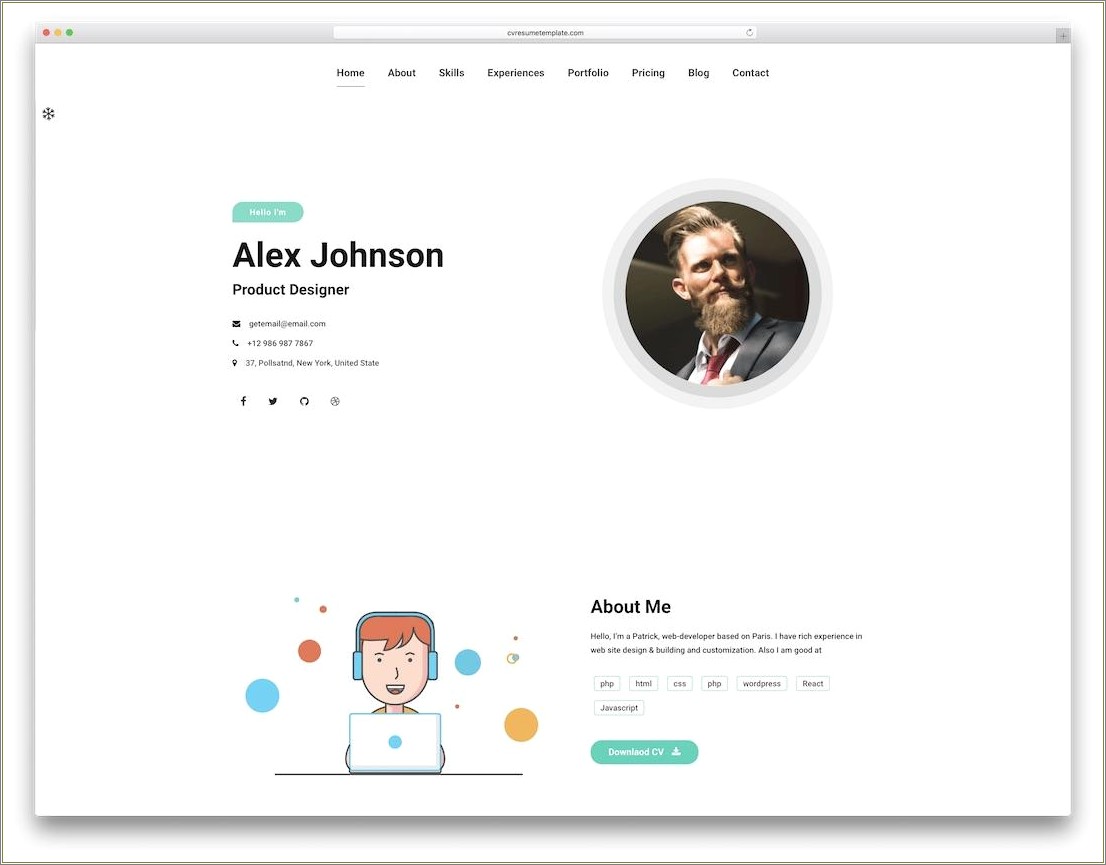 Bootstrap One Page Portfolio Template Free Download