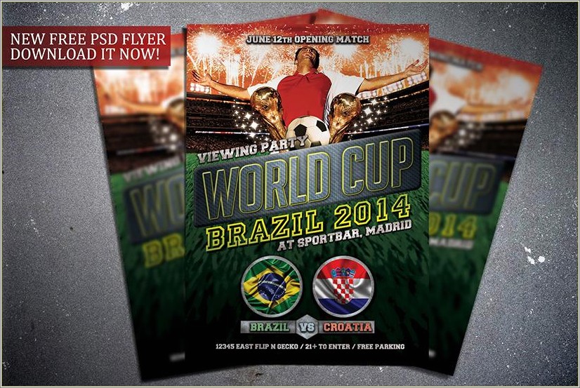 Brazil Soccer World Cup 2014 Flyer Template Free