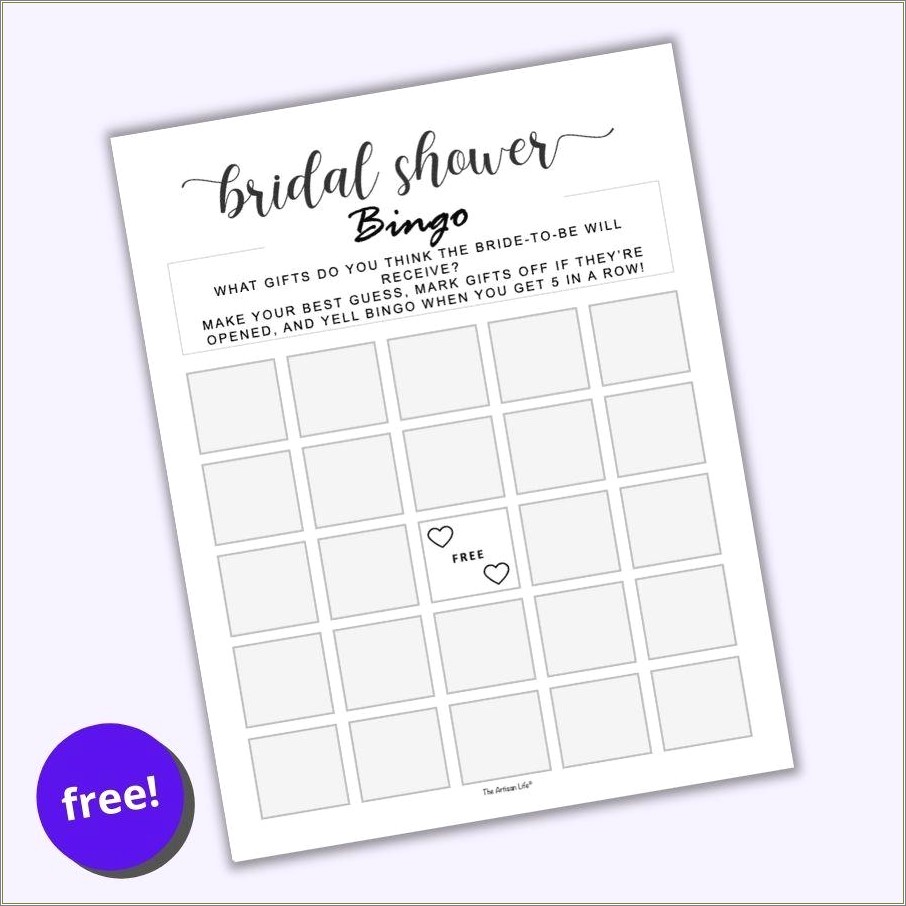 Bridal Shower Bingo Template Free Printable Teal