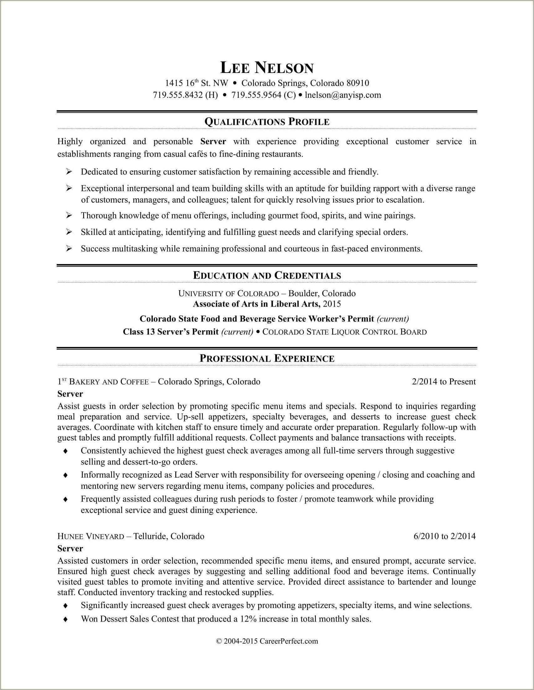 Bullet Points For Resume Examples