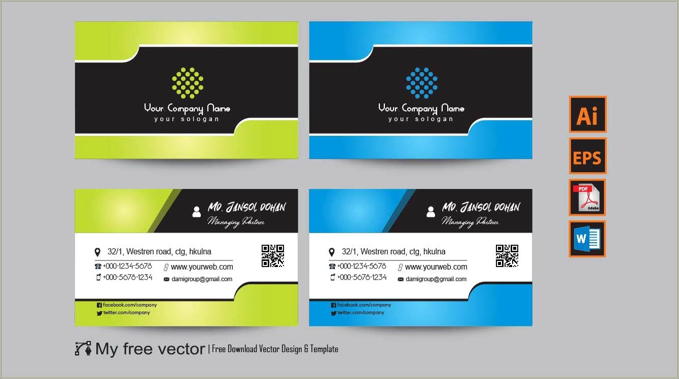 Business Card Template Word Free Download Vector