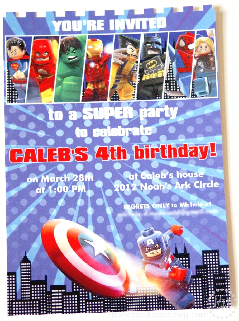 Calling All The Superheroes Legos Invitation Free Template