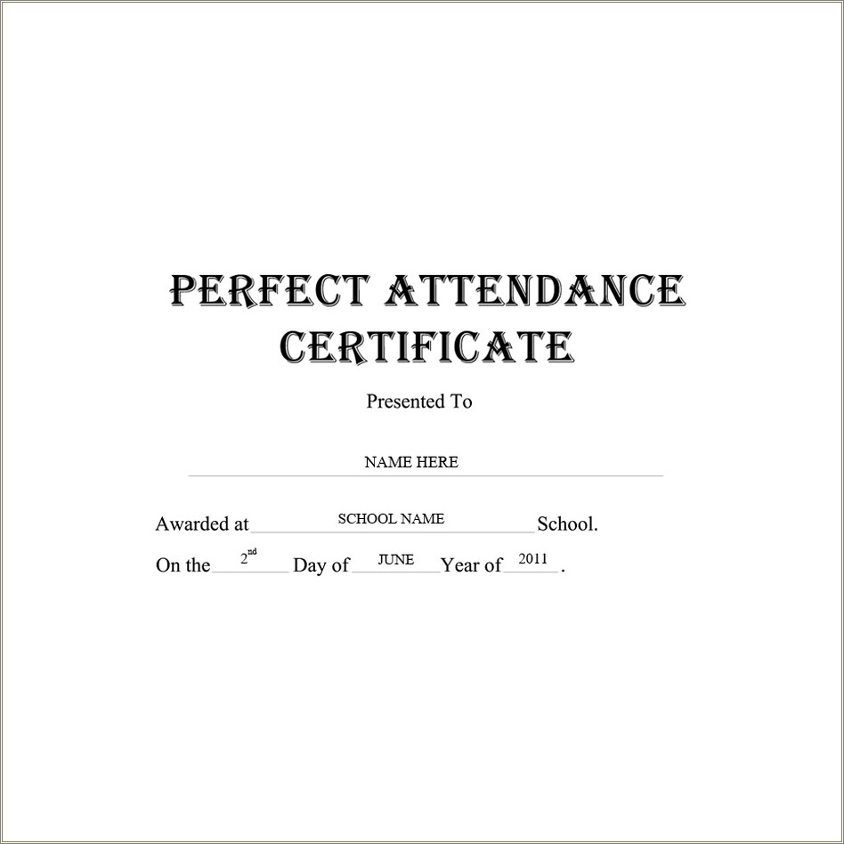 Certificate Of Attendance Template Word Free Download