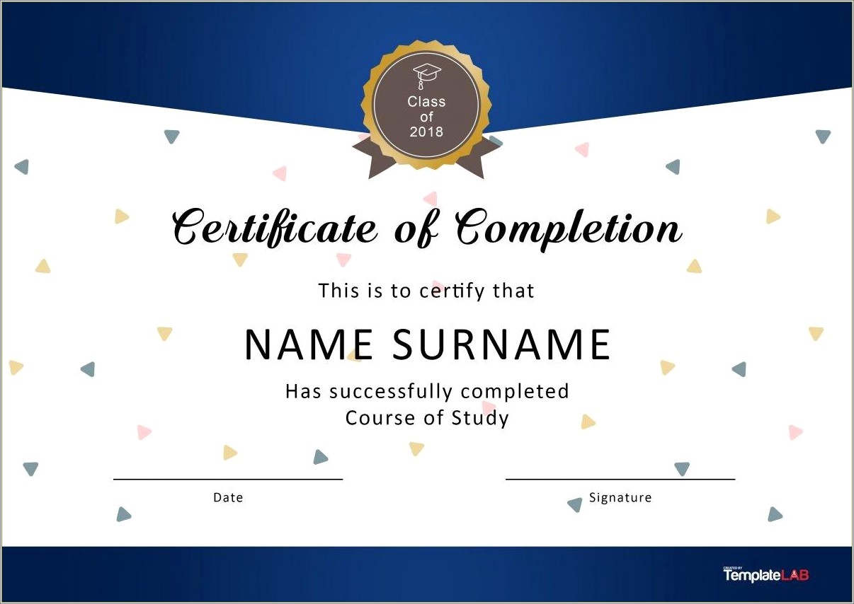 Certificate Of Completion Template Word Free Prtintable