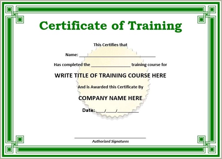 Certificate Of Training Agreement Template Download Free