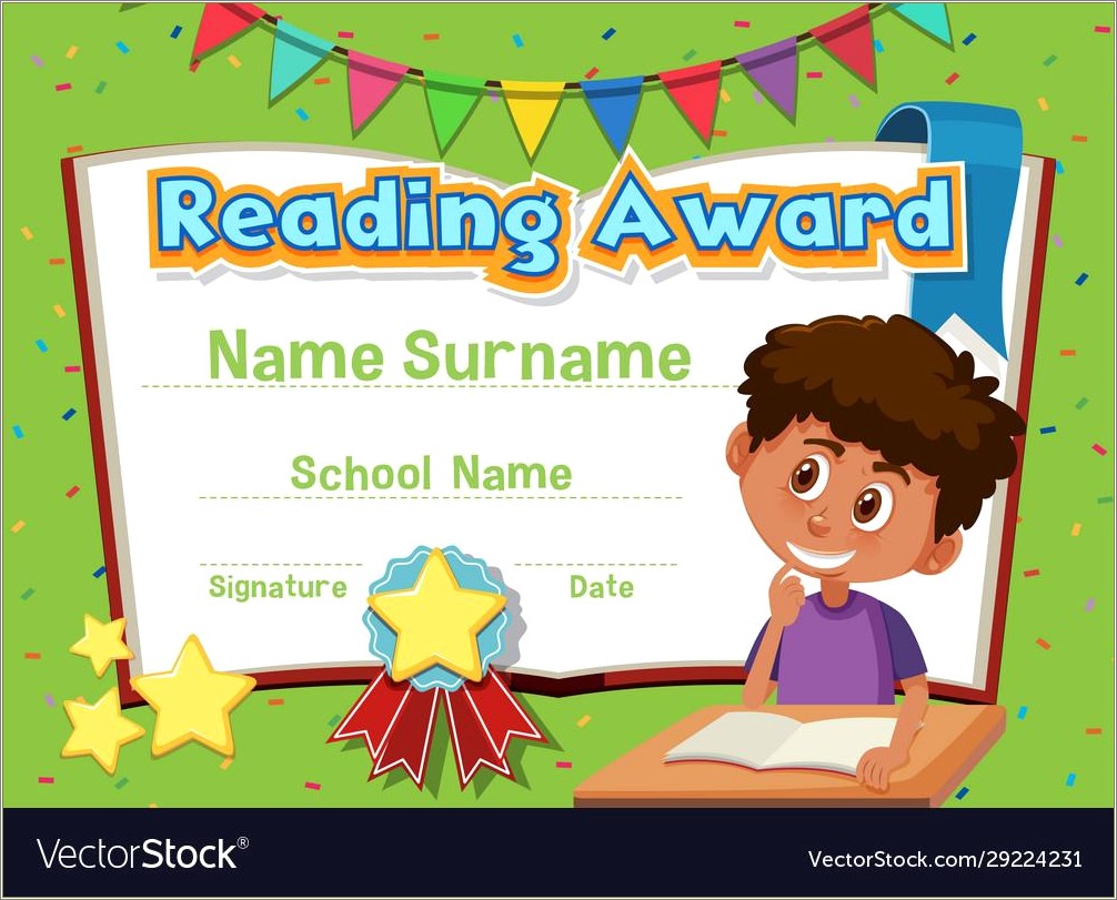 Children's Reading Award Certificates Templates Free