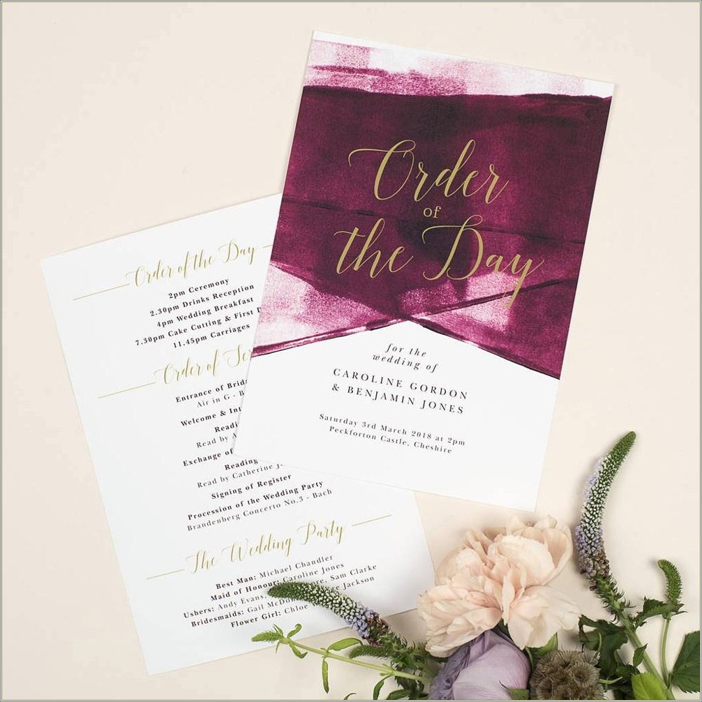 Church Wedding Order Of Service Template Free