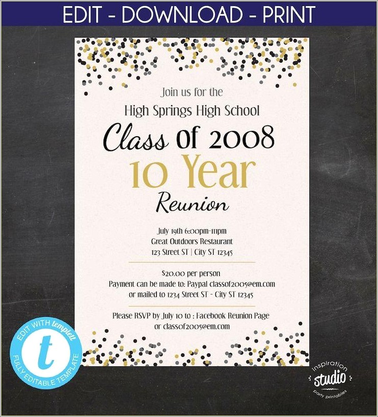 Class Of 2008 Reunion Invitation Templates Free