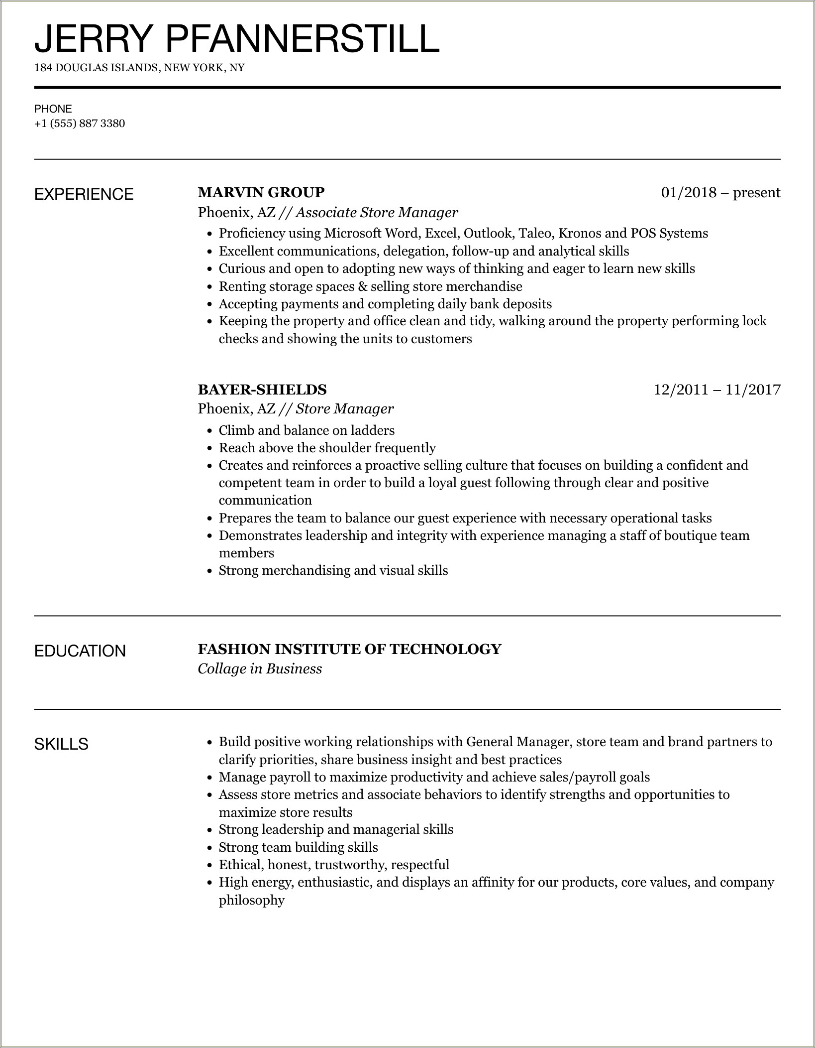 Coffee Shop Manager Resume Samples