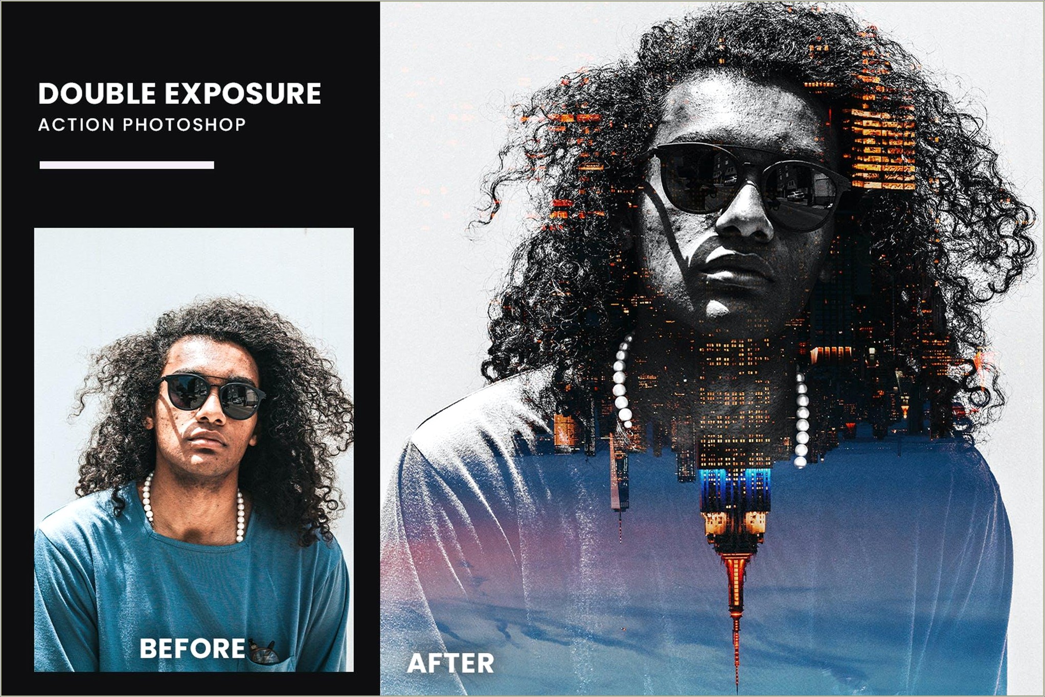 Color Double Exposure Photoshop Photo Template Free Download