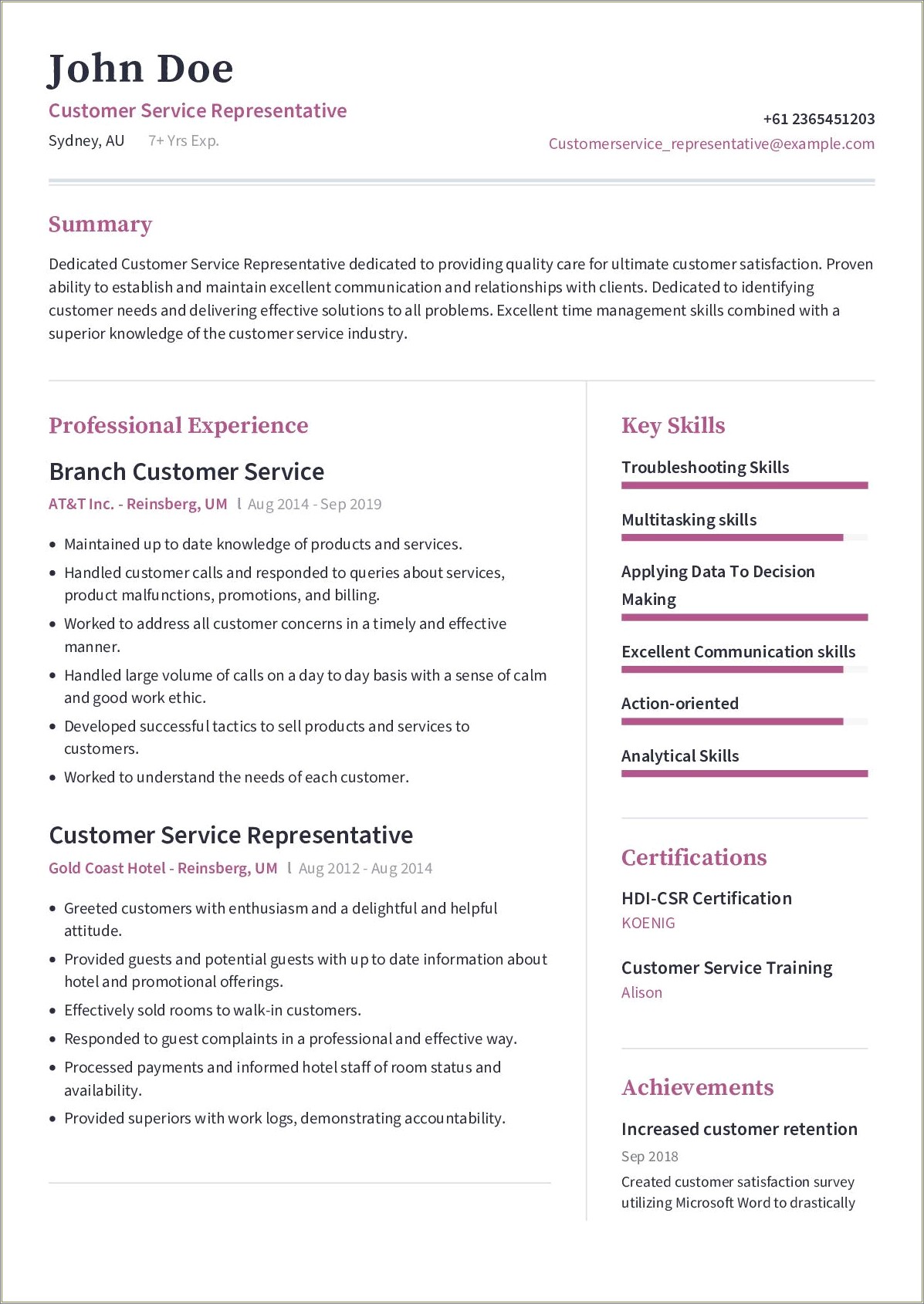 Communication Customer Service Resume Examples