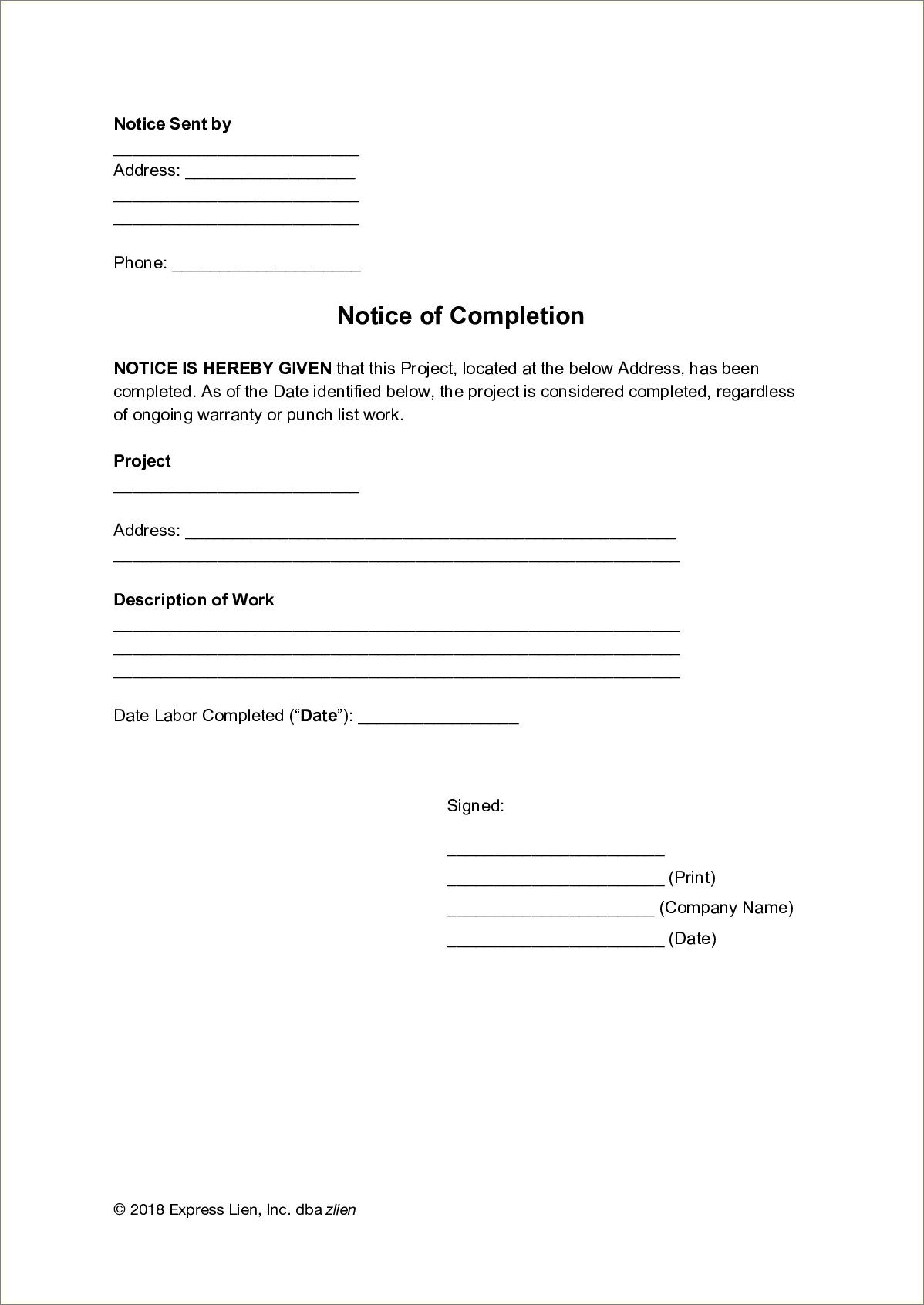Construction Stop Notice Form Free Word Template