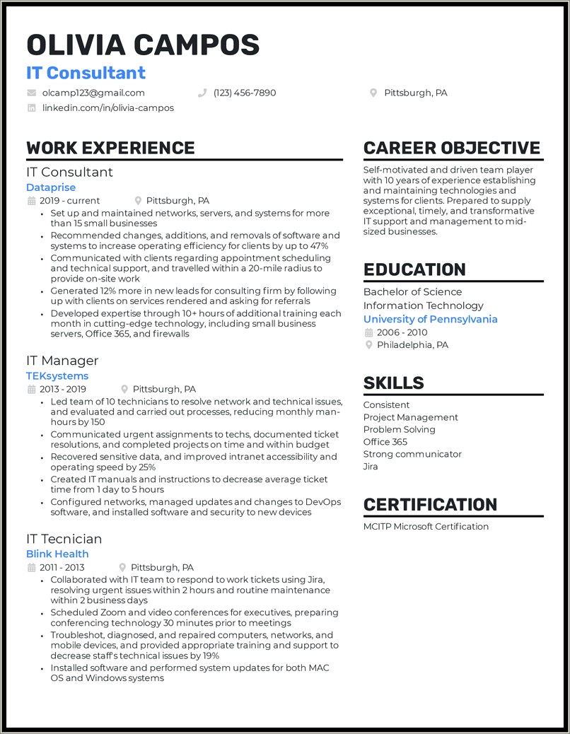 Consulting Resume Toolkit Free Download