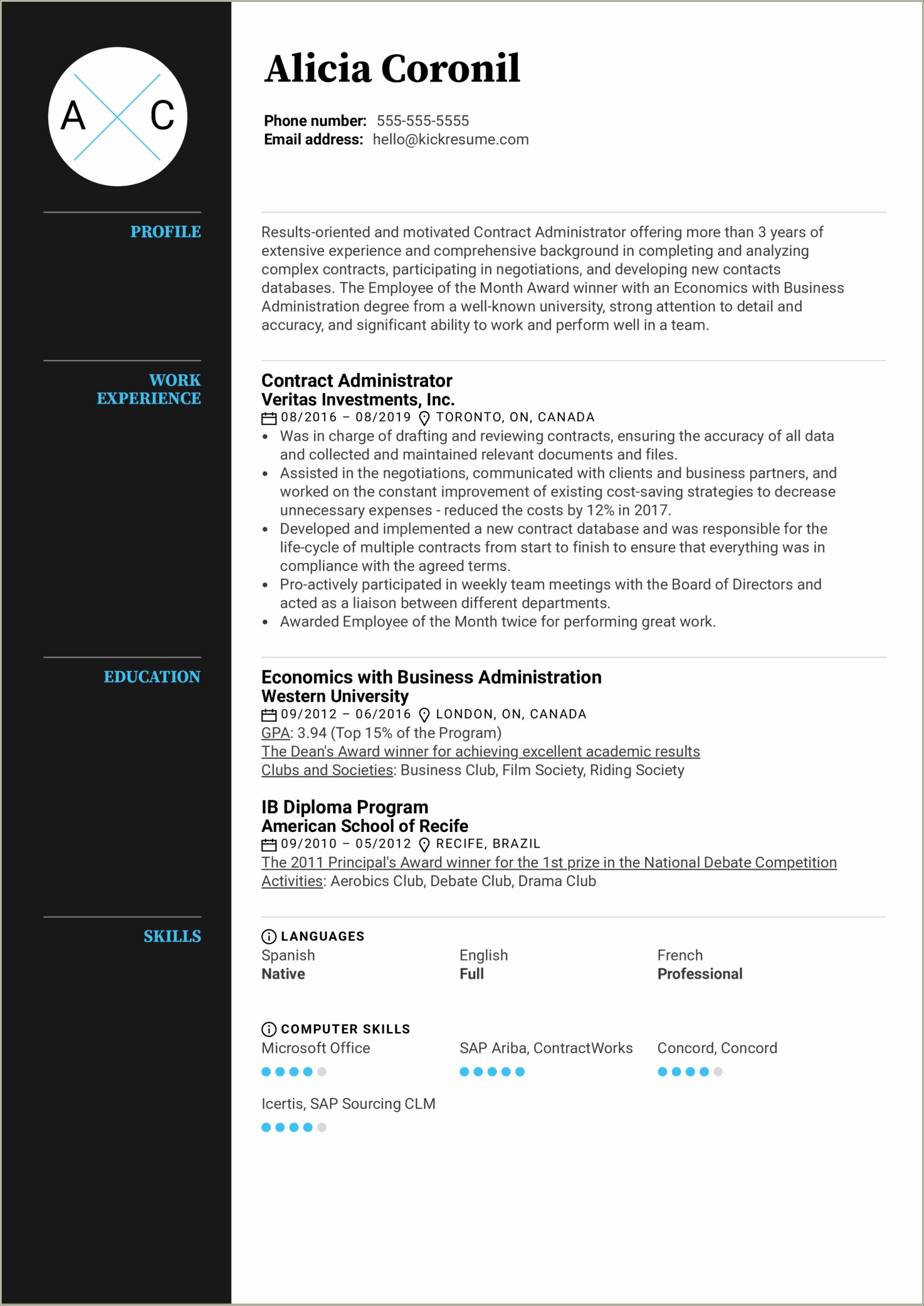 Contract Specialist Objective On Resume