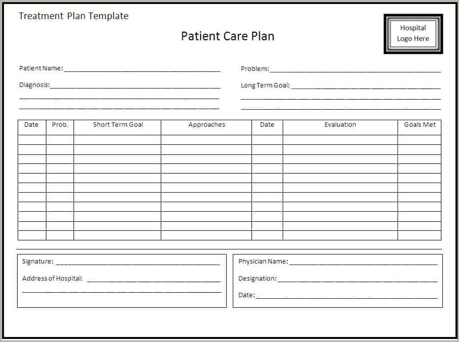 Counseling Treatment Plan Template Word Free Download