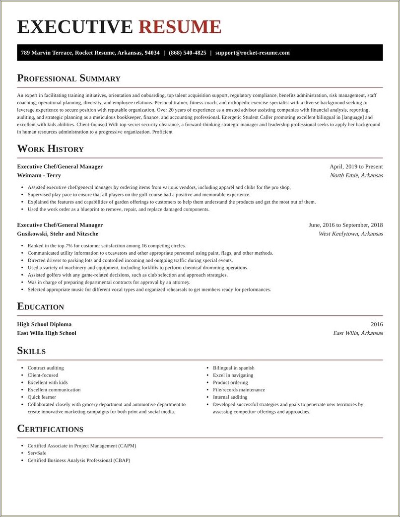 Country Club Manager Resume Doc