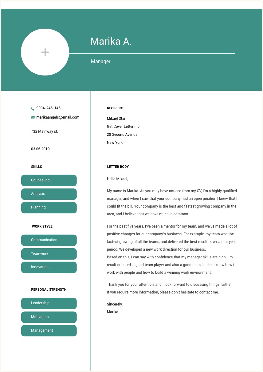 Cover Letter Company Relations Manager Template Free