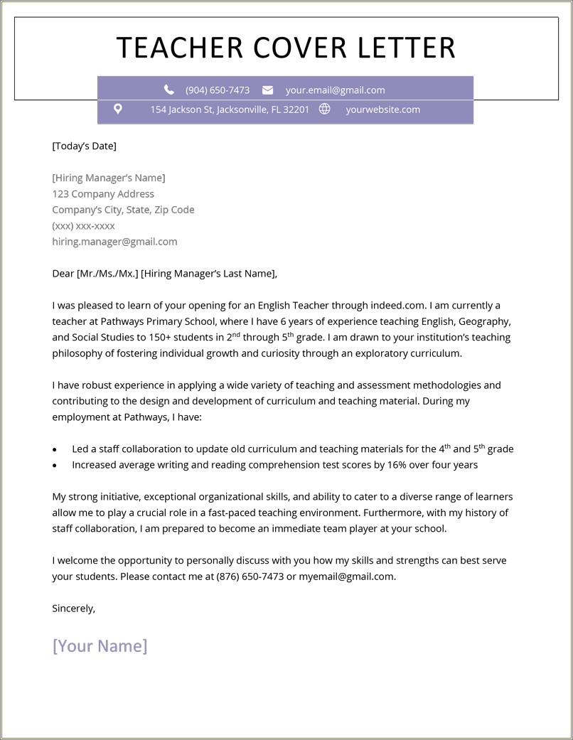 Cover Letter Template Free Special Education Teachers