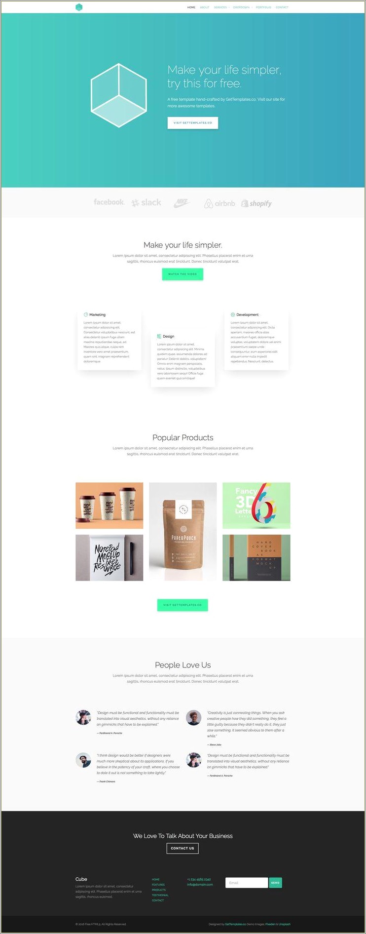 Cubic 3d Html5 One Page Template Free Download