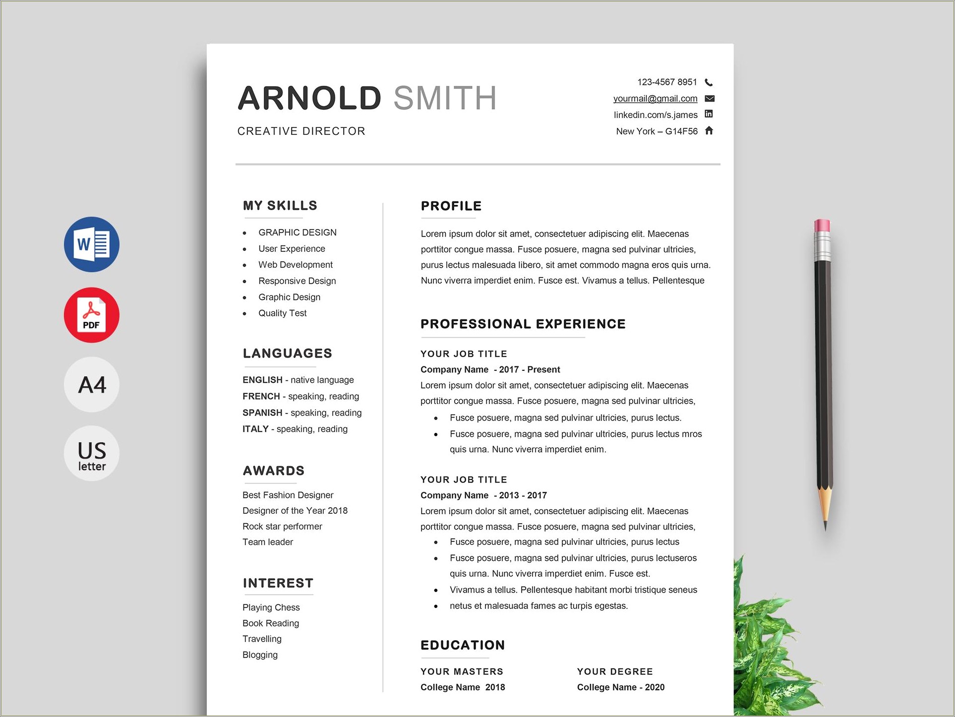 Cv Template Word With Photo Free Download