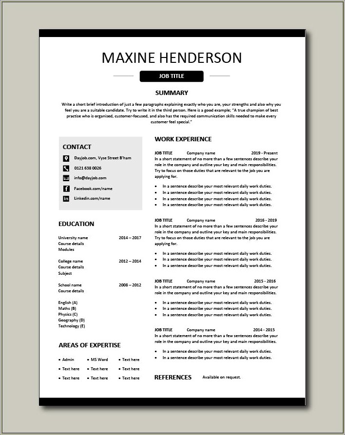 Dating Personal Profile Template Word Free Download