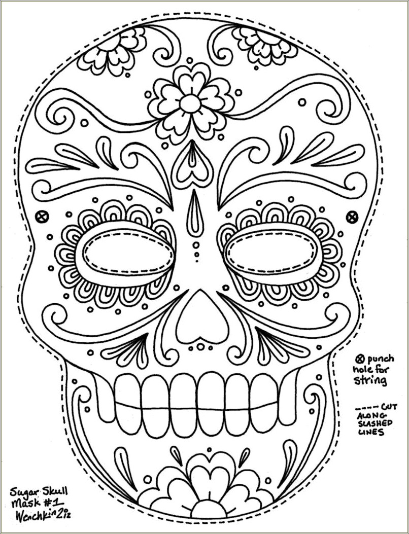 Day Of The Dead Skull Template Printable Free