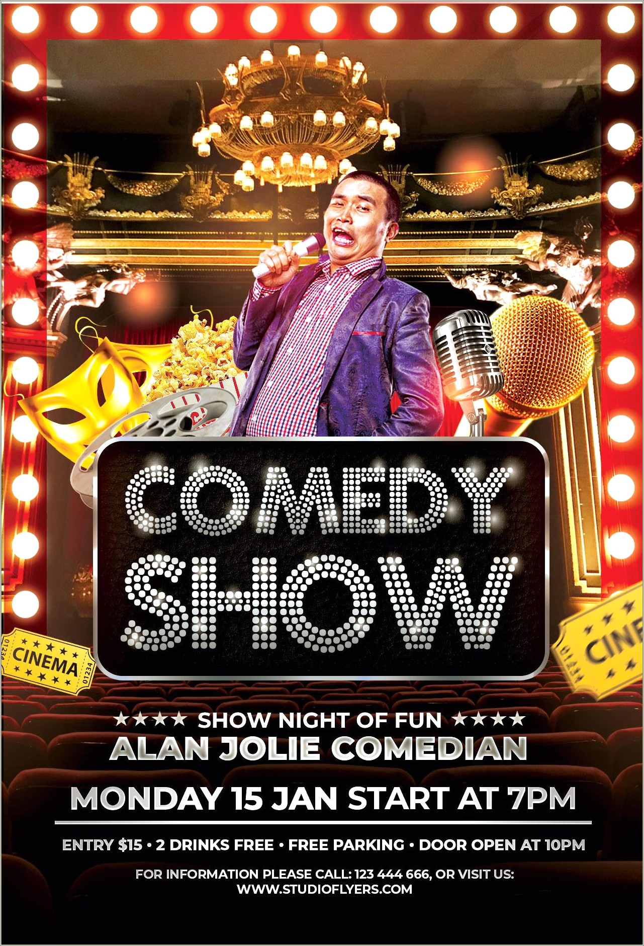 Dinner And Comedy Show Flyer Free Template