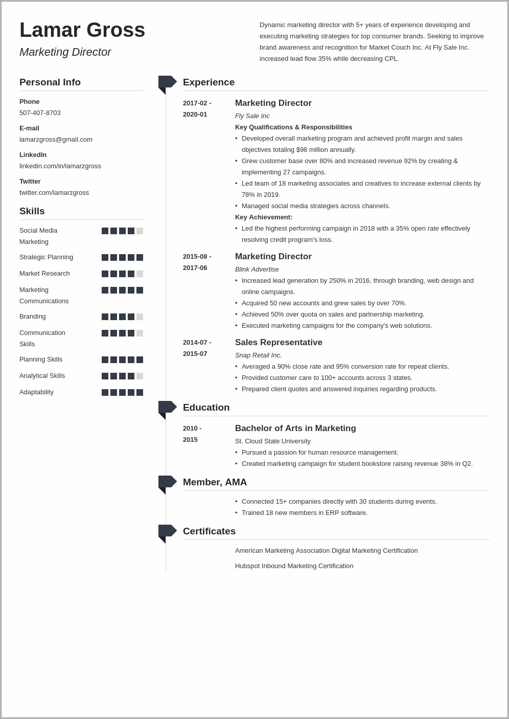 Director Of Marketing Resume Objective