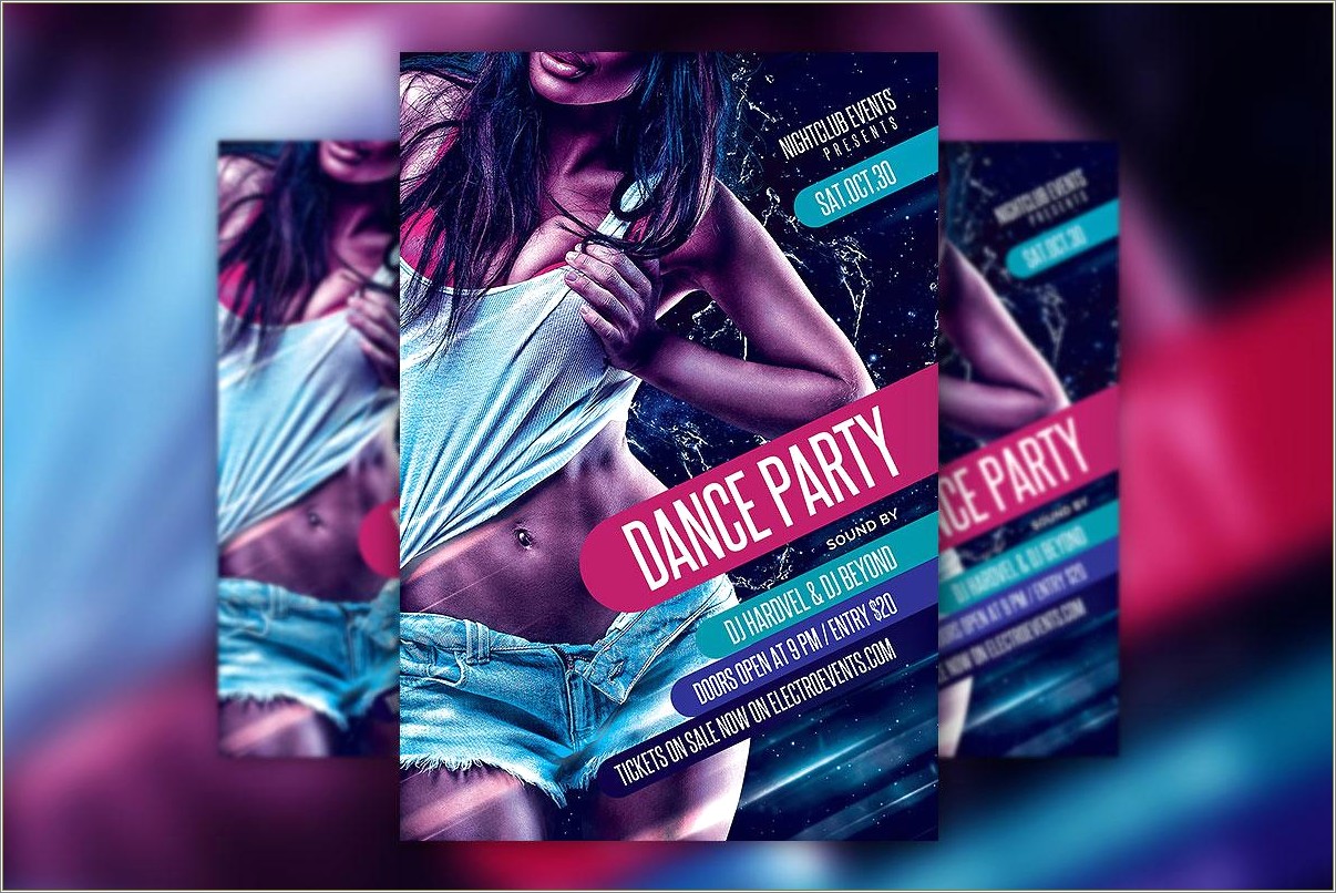Disco Party Poster Flyer Template Free Psd