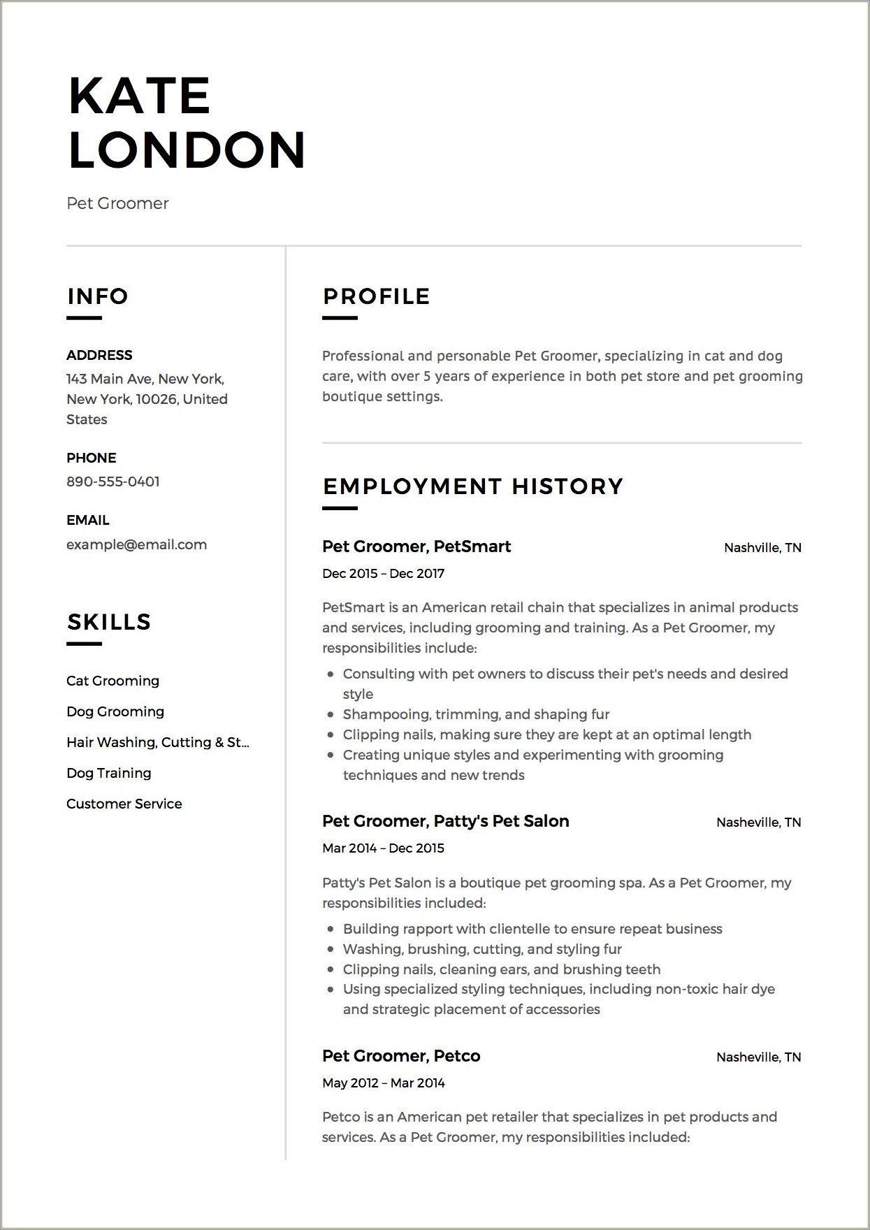 Dog Obedience Trainer Resume Examples