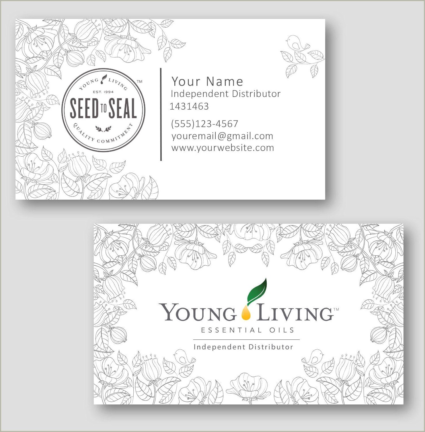 Double Sided Young Living Business Card Template Free