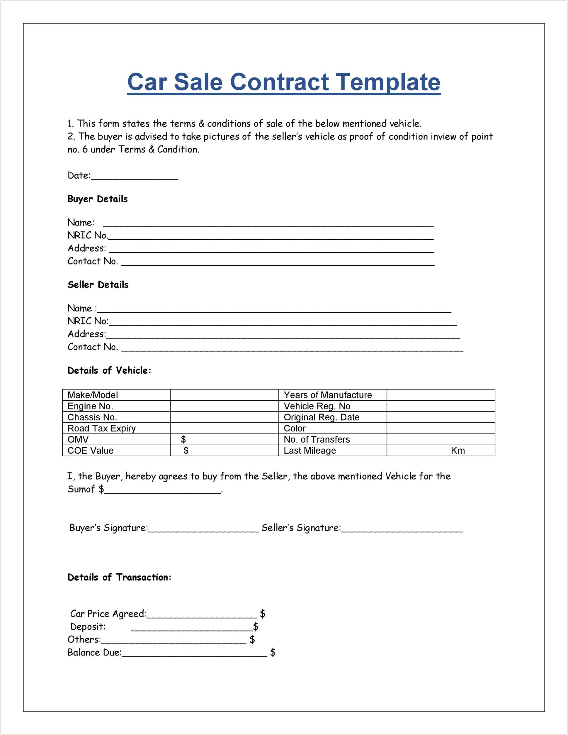 Download Buy And Sell Contract Template Free Pdf