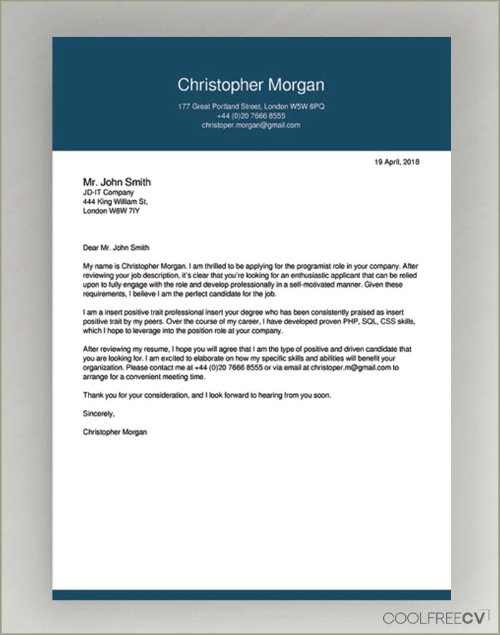 Download Cover Letter Template Free For Word
