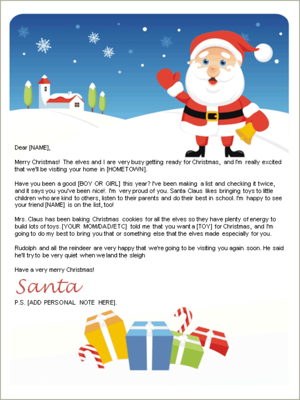 Downloadable Free Printable Letter From Santa Template Word