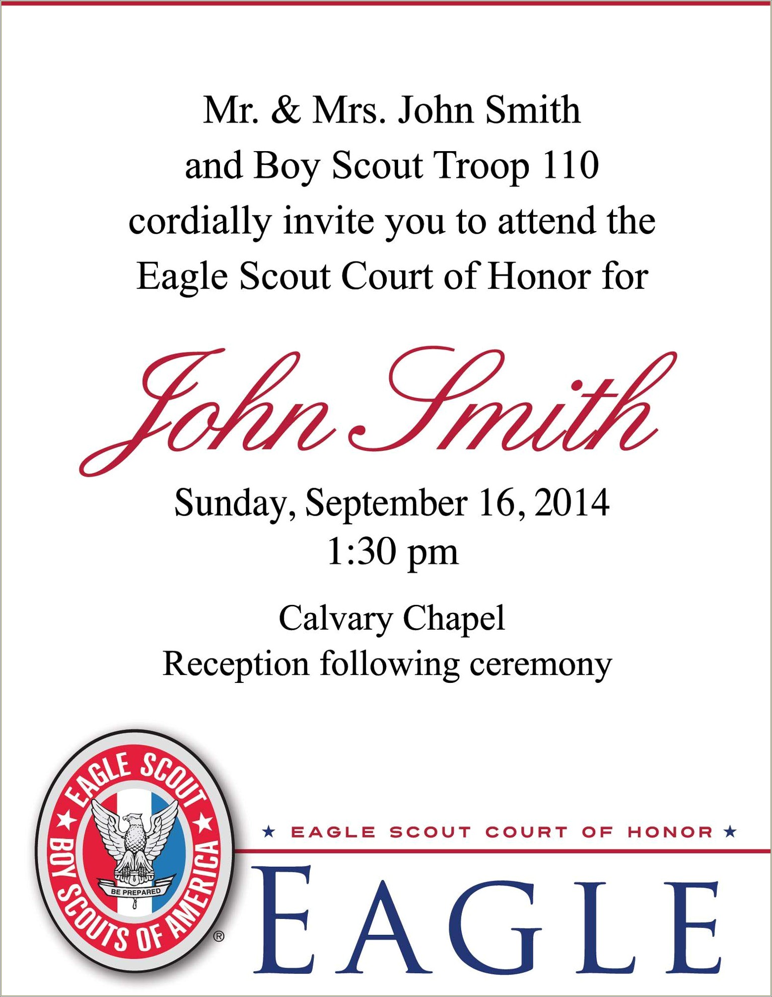 Eagle Court Of Honor Program Template Free