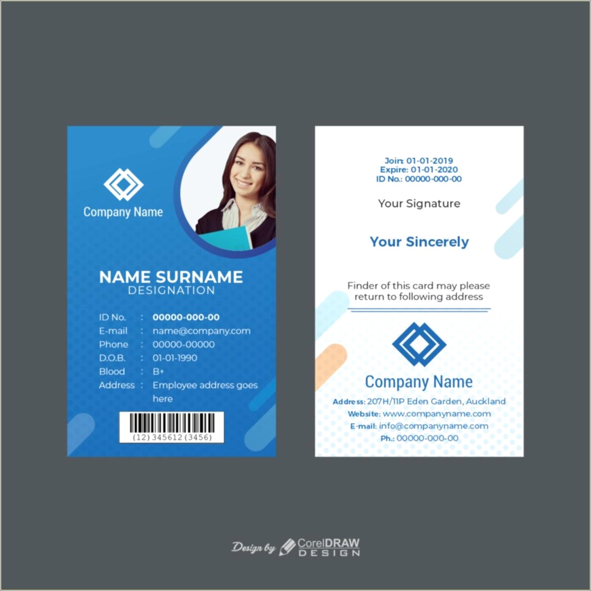 Employee Id Card Template Cdr Free Download