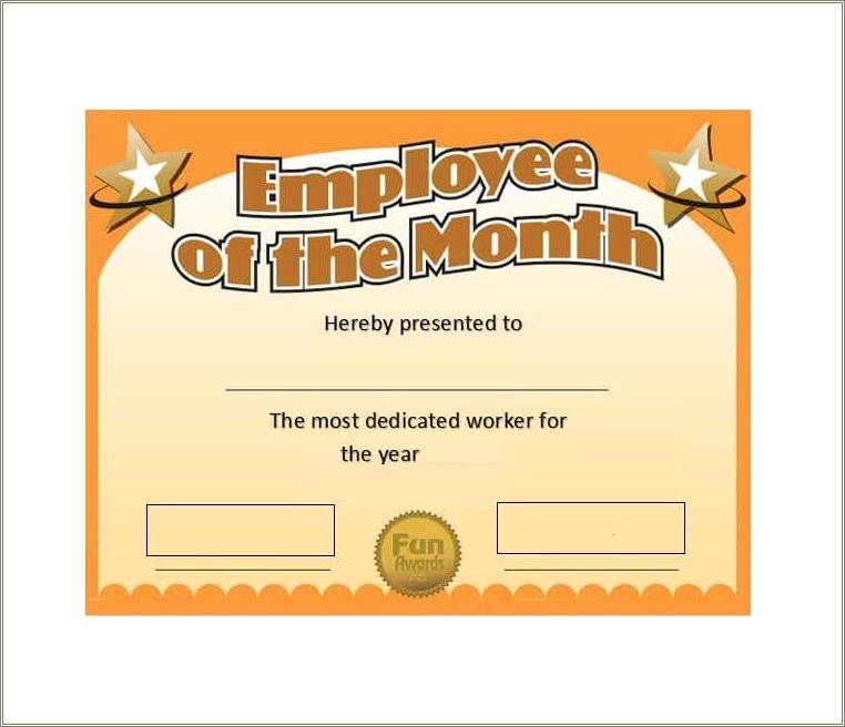 Employee Of The Month Award Template Free